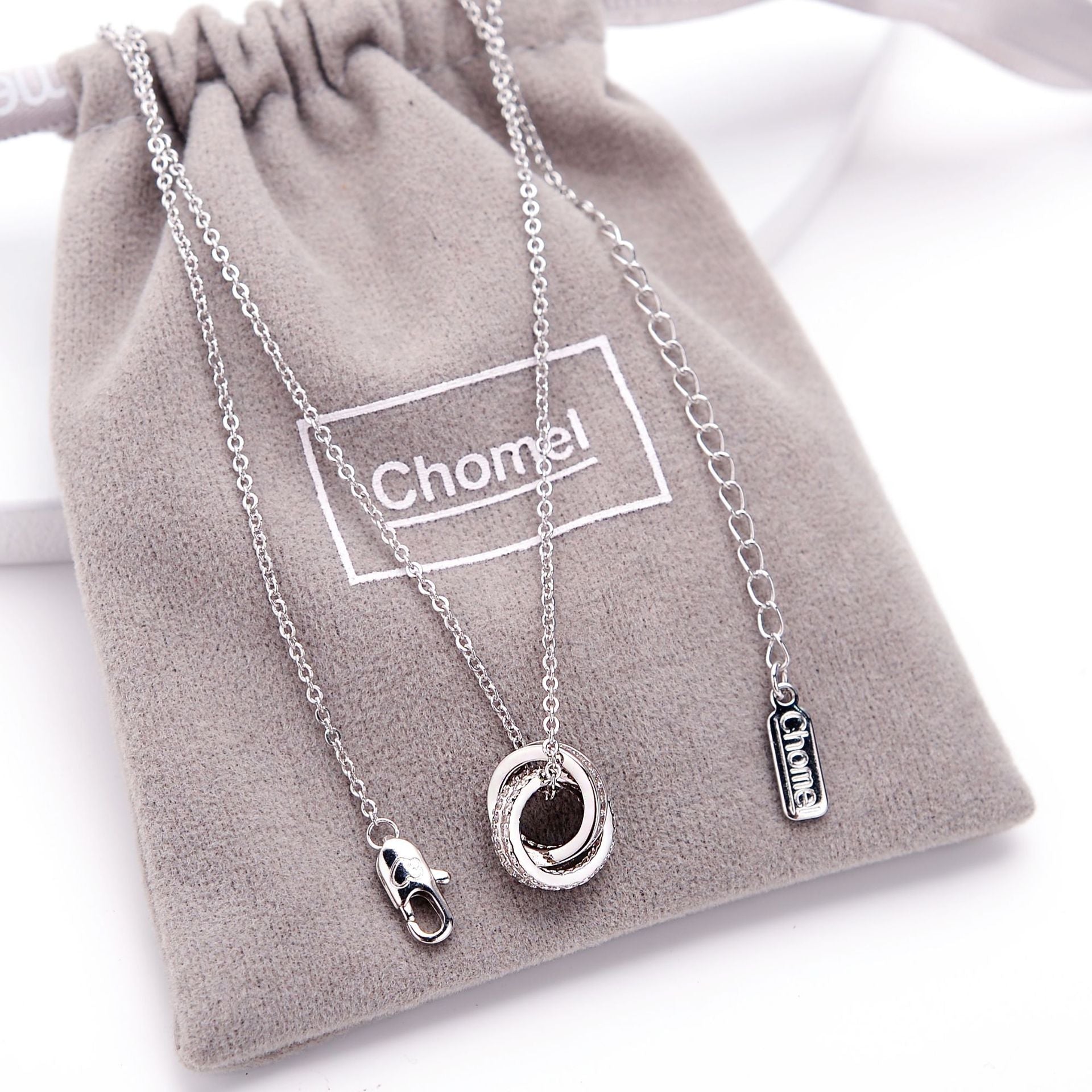 Chomel S925 Silver Twin Circle Necklace