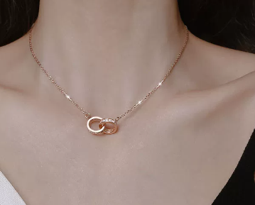 Chomel S925 Silver Twin Circle Necklace