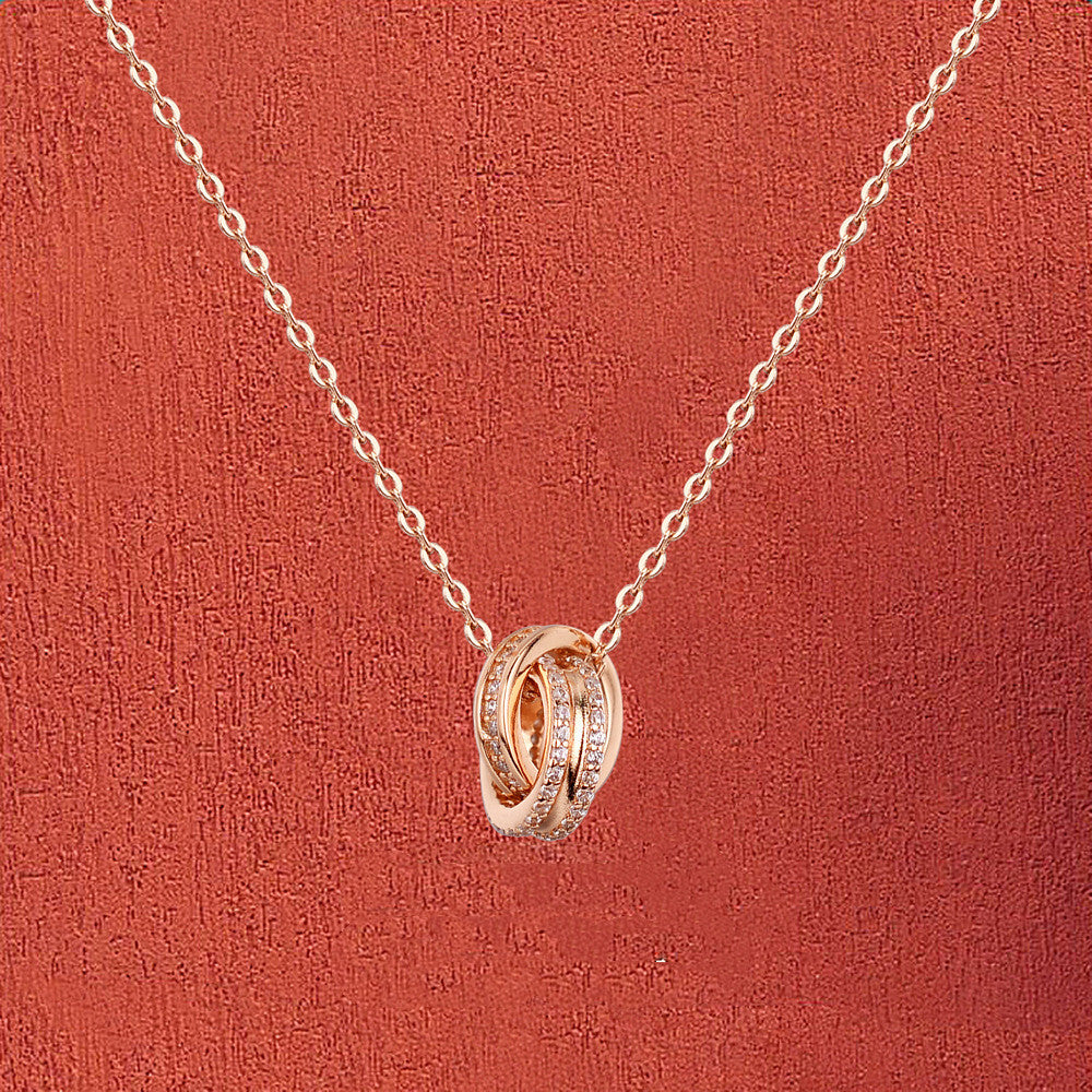 Chomel S925 Silver Twin Circle Necklace